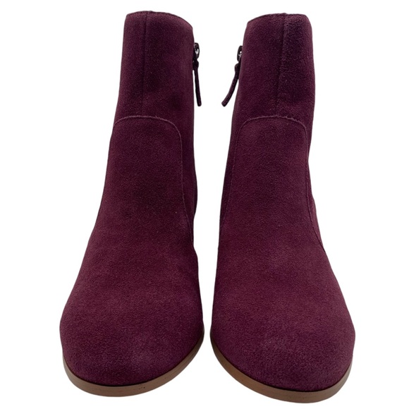 Suede Booties Sz 8.5 Jayjay Violet & Red Burgundy Ankle Wedge Leather Colorful - Picture 6 of 12